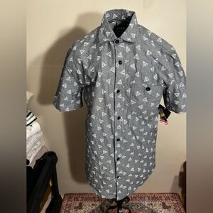 NEW harry potter  Mens size small gray graphic casual dress shirt button up down